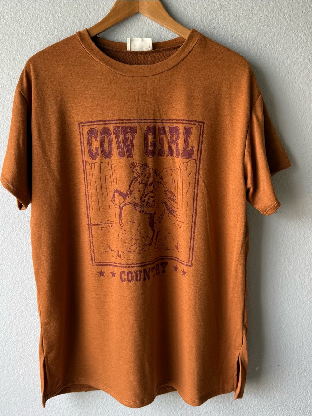 Fantastic Fawn Rust Orange Cow Girl Graphic Tee